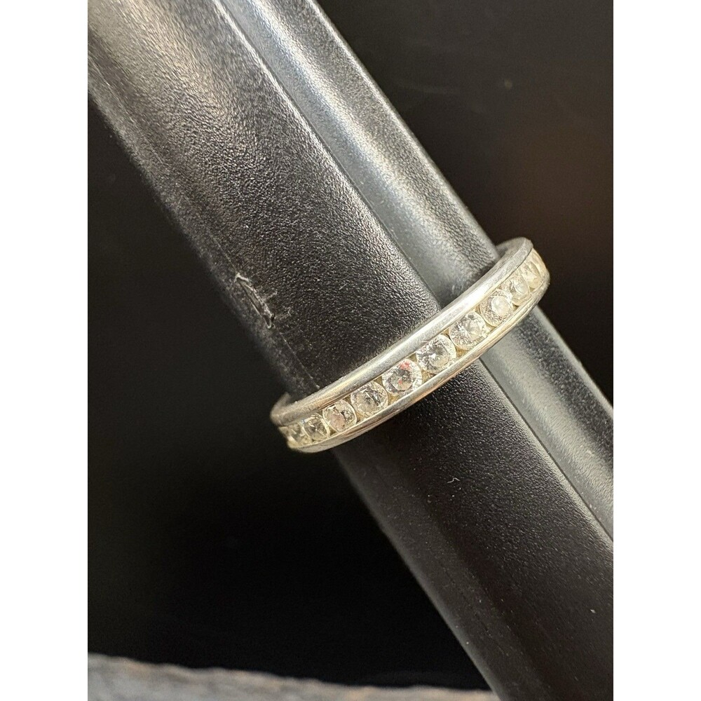 Sterling Silver 925 Channel Set Cz Stones Eternity Band Ring Size 9.25 2.97g